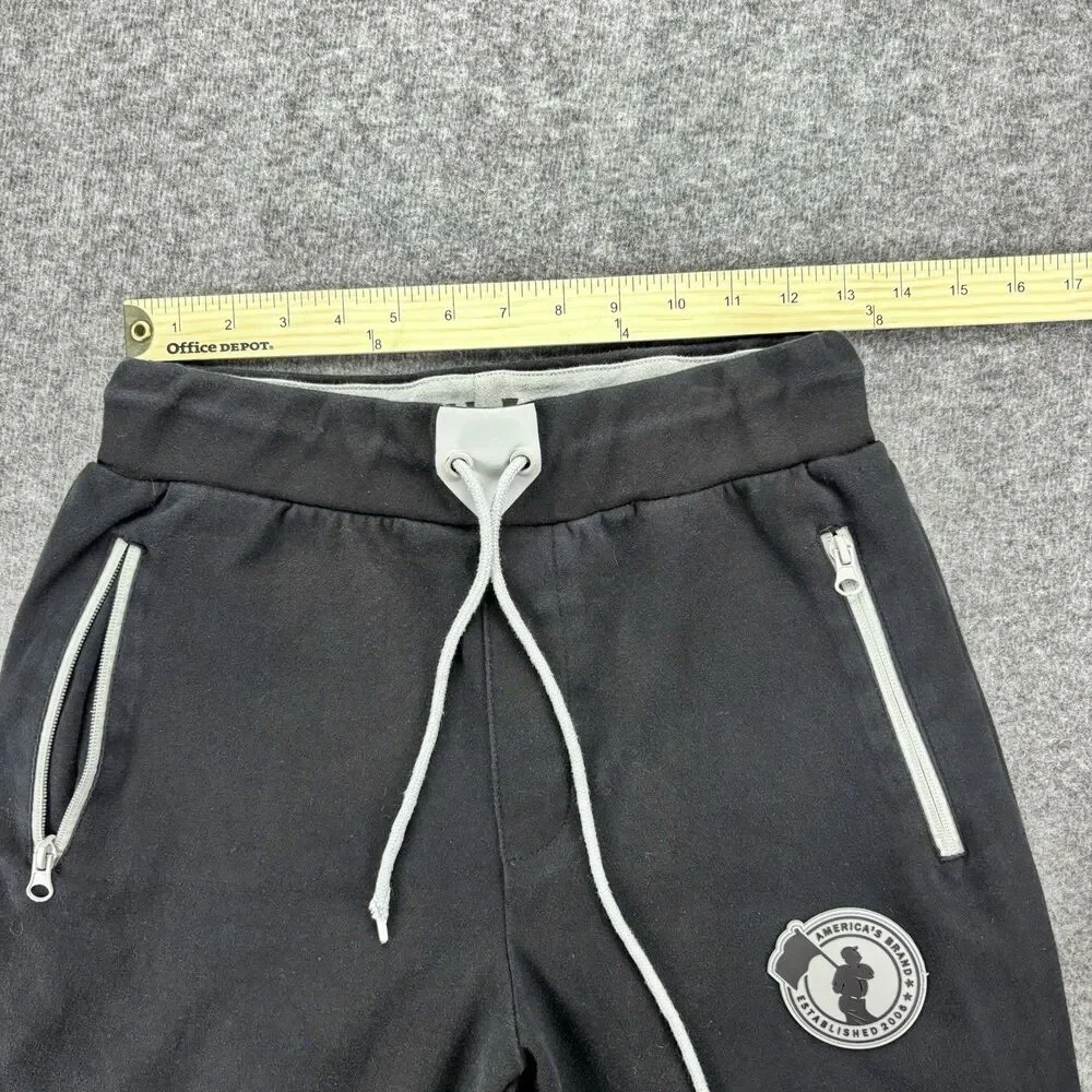 Baseballism Men’s Small Black Jogger Sweatpants Zip Pockets Athletic Lounge